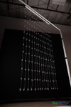 Clear Round Spheres Acrylic Ball Beaded Curtain 3' x 6' with 15 clear acrylic sphere strands hanging from white header rod – ShopWildThings.com