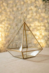 Geometric Hanging or Tabletop Terrarium & Candle Holder - Gold - 10 1/2" Tall Pyramid | ShopWildThings
