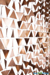 Large Matte Gold PVC Triangles are Featured on ShopWildThings 7.5 Foot Long Trilogy Beaded Curtain Large Matte Gold PVC Triangles are Featured on ShopWildThings 7.5 Foot Long Trilogy Beaded Curtain