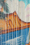 Tropical Beach Hand-Painted Bamboo Curtain – 90 Strands, 36" x 78" - ShopWildThings.com