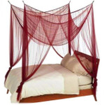 Four Point Deep Red Netting for Canopy Bed, Luxury Quality by ShopWildThings.com