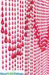 Red Iridescent Raindrops Scalloped  Pattern, ShopWildThings Beaded Party Curtains