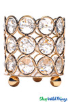 Clearance - Candle Holder - Cylinder Beaded Real Crystal - "Prestige" - Crystal Gem Votive - 2 3/4" Gold Clearance - Candle Holder - Cylinder Beaded Real Crystal - "Prestige" - Crystal Gem Votive - 2 3/4" Gold