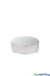 Clearance - Beaded Real Crystal Round Cake Stand / Centerpiece Riser "Prestige" - Small 10" Silver Clearance - Beaded Real Crystal Round Cake Stand / Centerpiece Riser "Prestige" - Small 10" Silver