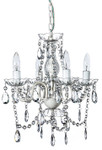 Chandelier Bohemian White & Clear - 18" x 15" - 4 Lights - Hardwire - Collapsible by ShopWildThings.com