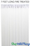 White Fire Treated String Curtain Fringe Panel for Doors and Windows, 7' Long Rod Pocket Curtain Backdrop by ShopWildThings.com