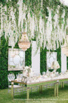 White Silk Draping Flower Sprays | Floral Ceiling Installation ShopWildThings.com