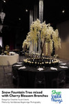 Beautiful Artificial Flowering Weeping Cherry Tree “Snow Fountain” in Cream by ShopWildThings.com mixed with Interchangeable Replacement Branches, creating a one of a kind tablescape centerpiece.