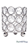 Silver Metal Candle Votive Tealight Holder with Real Crystal Beads by ShopWildThings.com Silver Metal Candle Votive Tealight Holder with Real Crystal Beads by ShopWildThings.com