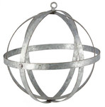 Galvanized Metal Geometric Sphere, Movable Silver Bands, 8" Floral Garden Orb, ShopWildThings.com Galvanized Metal Geometric Sphere, Movable Silver Bands, 8" Floral Garden Orb, ShopWildThings.com