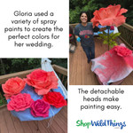 Customize your Jumbo Roses by ShopWildThings to create the perfect color for your event. This DIY was done with the help of spray paints. Customize your Jumbo Roses by ShopWildThings to create the perfect color for your event. This DIY was done with the help of spray paints.
