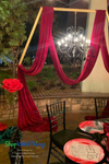Red and Gold "Cruella" themed event with jumbo oversized roses from ShopWildThings.com Red and Gold "Cruella" themed event with jumbo oversized roses from ShopWildThings.com
