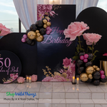 Pink Oversized Roses go perfectly in this Pink Black and Gold themed 50th Birthday Party – Shop Jumbo Oversized Roses in many sizes and 4 different colors at ShopWildThings.com Pink Oversized Roses go perfectly in this Pink Black and Gold themed 50th Birthday Party – Shop Jumbo Oversized Roses in many sizes and 4 different colors at ShopWildThings.com