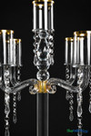 5 Cup Gold Rimmed Real Crystal Beaded Candelabra, 30" Tall Stunning Tabletop Centerpiece by ShopWildThings.com