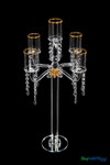 Crystal Beaded Wedding & Event Candelabra, Stunning 5 Cup Real Crystal with Gold Accents by ShopWildThings.com