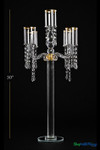 Real Crystal Candelabra, 5 Cups Rimmed in Gold, 30" Tall Elegant Centerpiece by ShopWildThings.com
