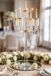 Real Crystal Candelabra, 5 Cups Rimmed in Gold, 30" Tall Elegant Centerpiece by ShopWildThings.com