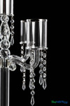 Crystal Beaded Wedding & Event Candelabra, Stunning 5 Cup Silver Rimmed Real Crystal by ShopWildThings.com