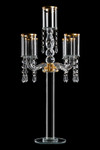 Real Crystal Candelabra, 5 Cups Rimmed in Gold, 24" Tall Elegant Centerpiece by ShopWildThings.com