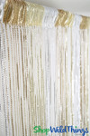 Sparkle White & Ivory Mix String Curtain Fringe Panel for Doors and Windows by ShopWildThings.com