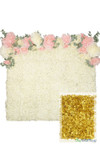 Flower Wall Kit, 8Ft x 8Ft Portable Backdrop, Metallic Gold Hydrangea Flowers, Very Full | ShopWildThings.com