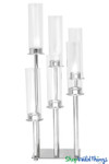 New Lower Price - Silver Stem Cluster 22" Tall Candelabra 6 Glass Hurricane Cylinders - Rectangular Centerpiece New Lower Price - Silver Stem Cluster 22" Tall Candelabra 6 Glass Hurricane Cylinders - Rectangular Centerpiece