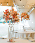 Summer Centerpiece – Orange Florals with Silver Floral Riser
Elevate your summer centerpieces with stunning silver floral risers by ShopWildThings! This fan-shaped design adds height and elegance, perfect for weddings, events, and special occasions. Available in multiple styles and sizes to suit any tablescape!