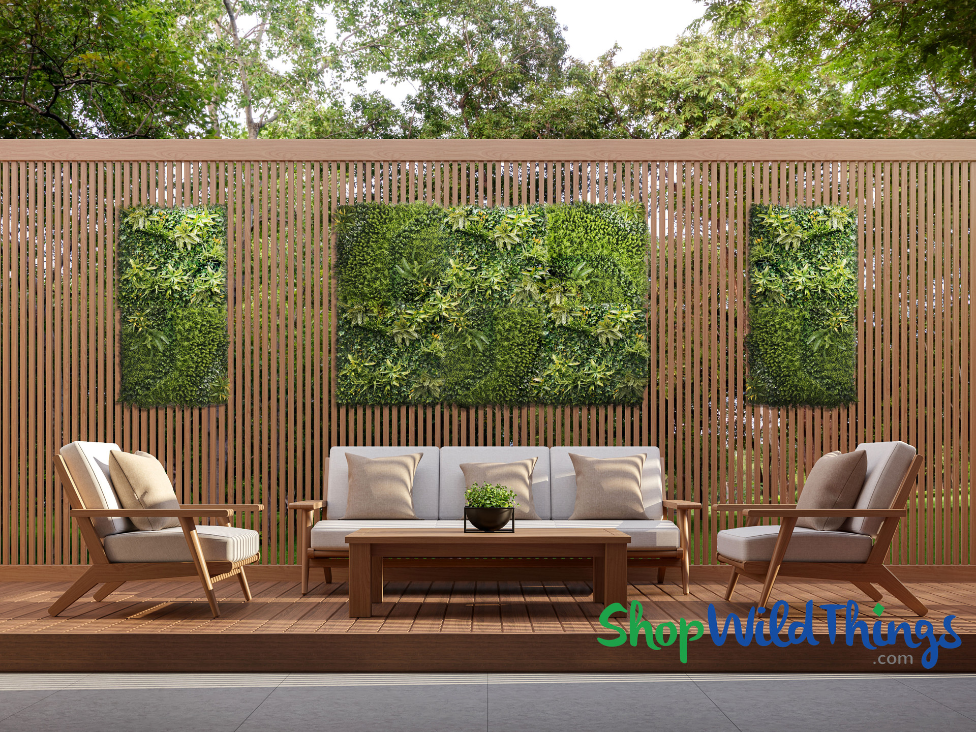 Artificial Green Foliage Wall, Lush Vertical Landscape Panel
