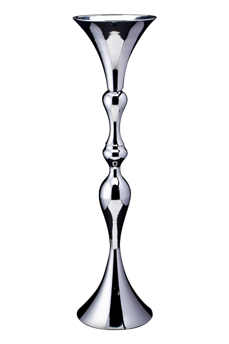 Tall Silver Wedding Centerpiece Vase & Floral Riser - ShopWildThings.com