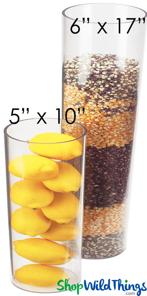 Acrylic Plastic Clear Cylinder Vase 10 inches Tall x 4 inches Diameter