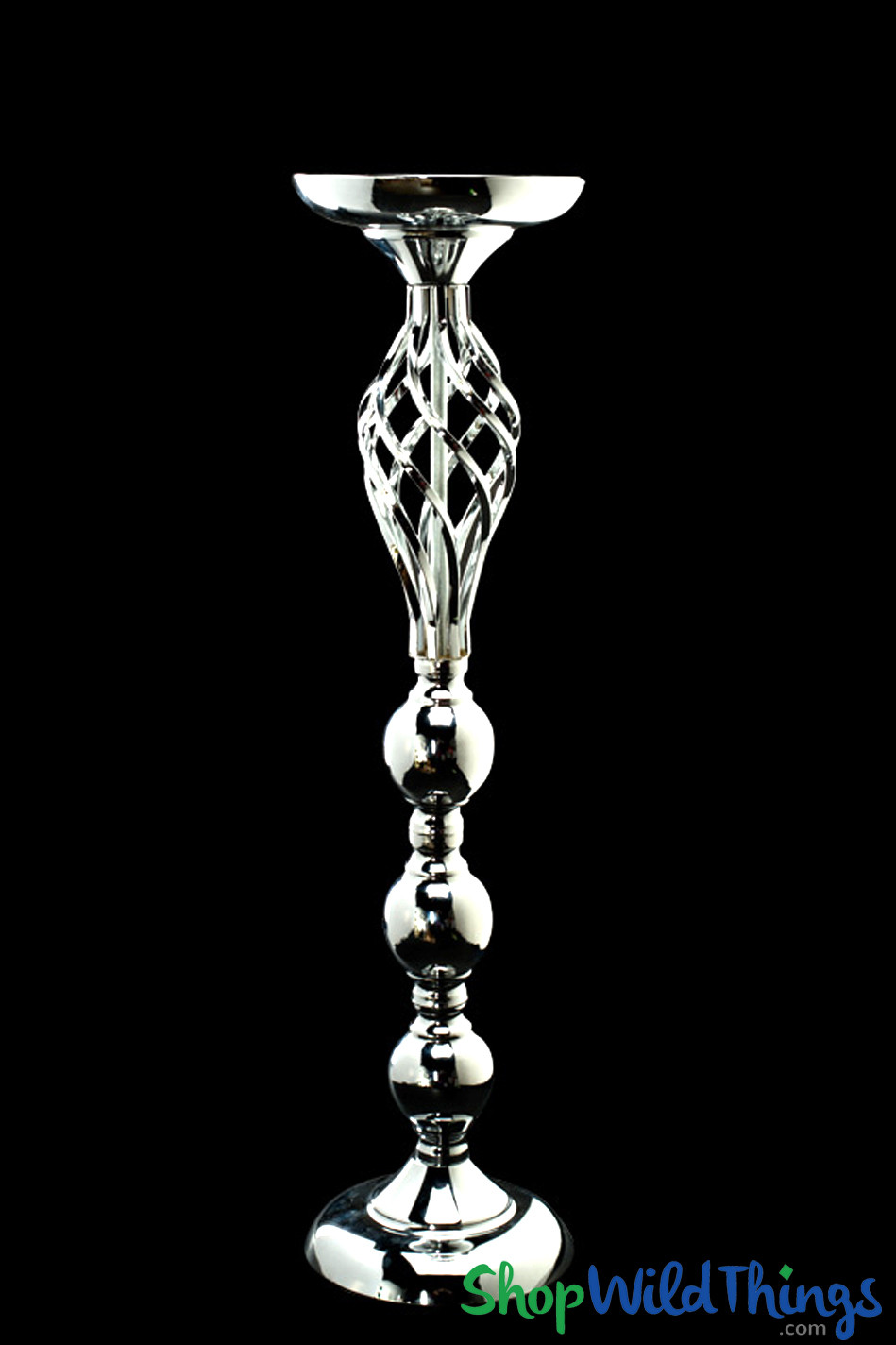 Tall Silver Wedding Centerpiece Vase & Floral Riser