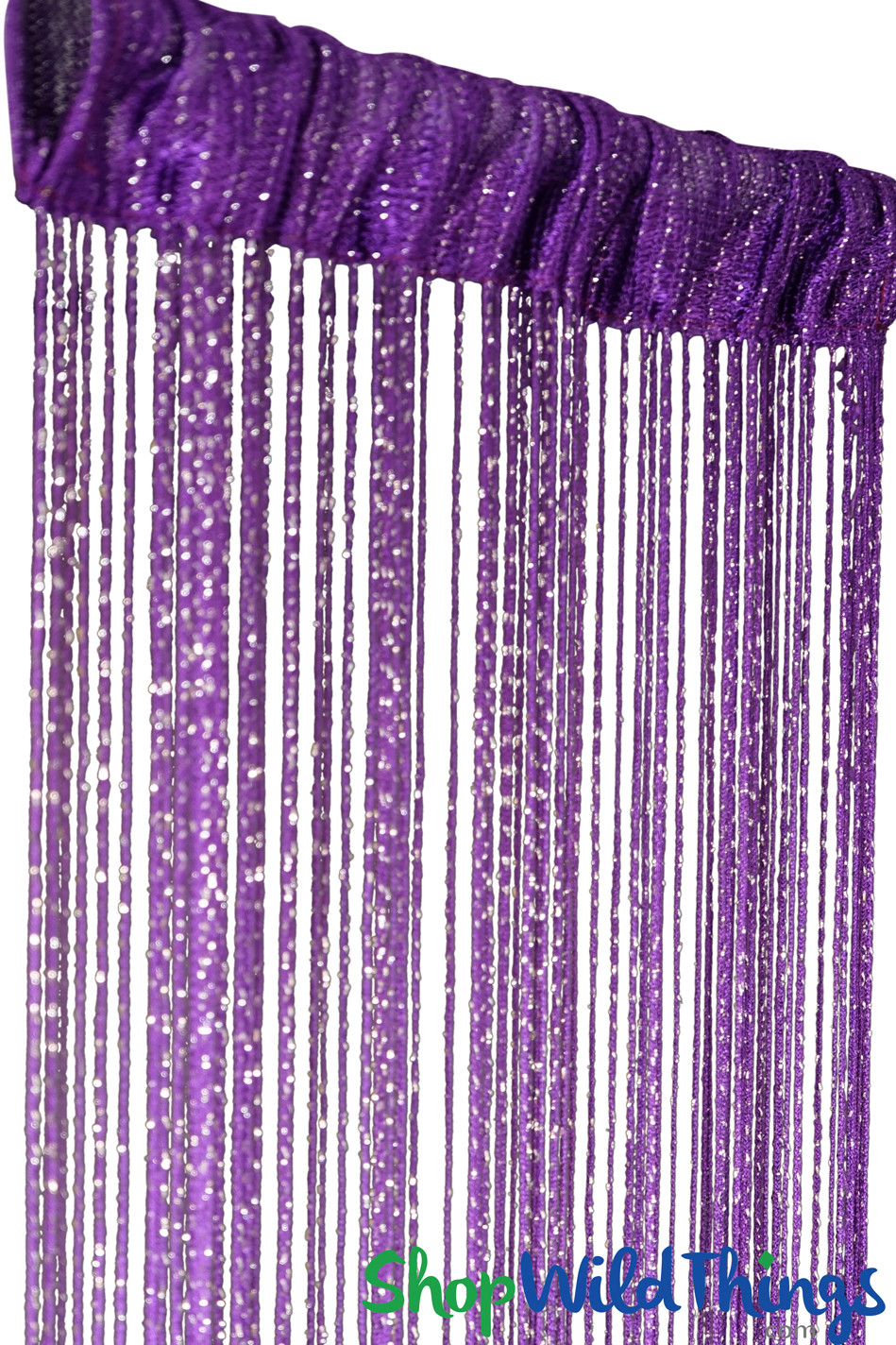 Dark Purple String Curtain with Metallic Silver Threads 3'W x 6.5'L