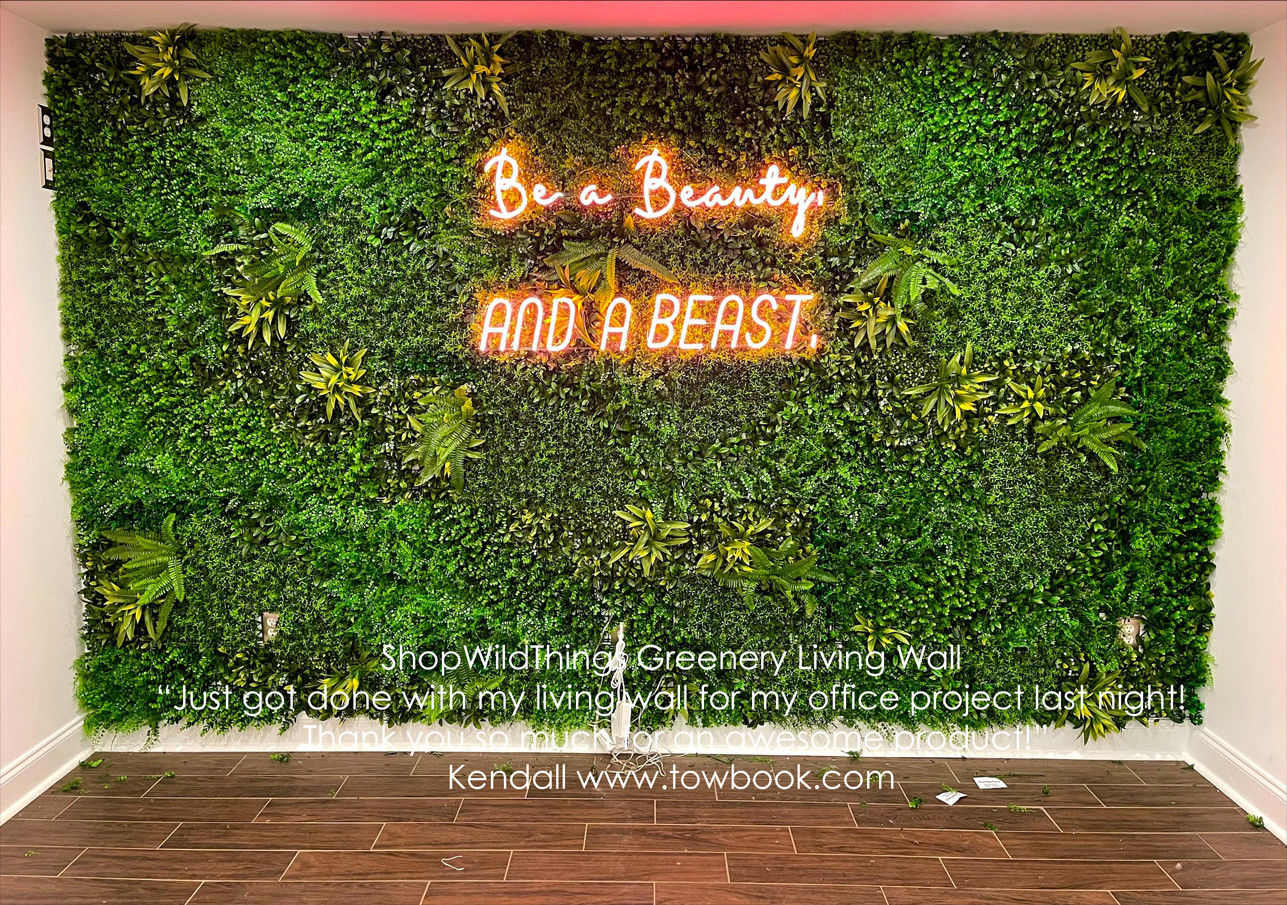 Artificial Green Foliage Wall, Lush Vertical Landscape Panel