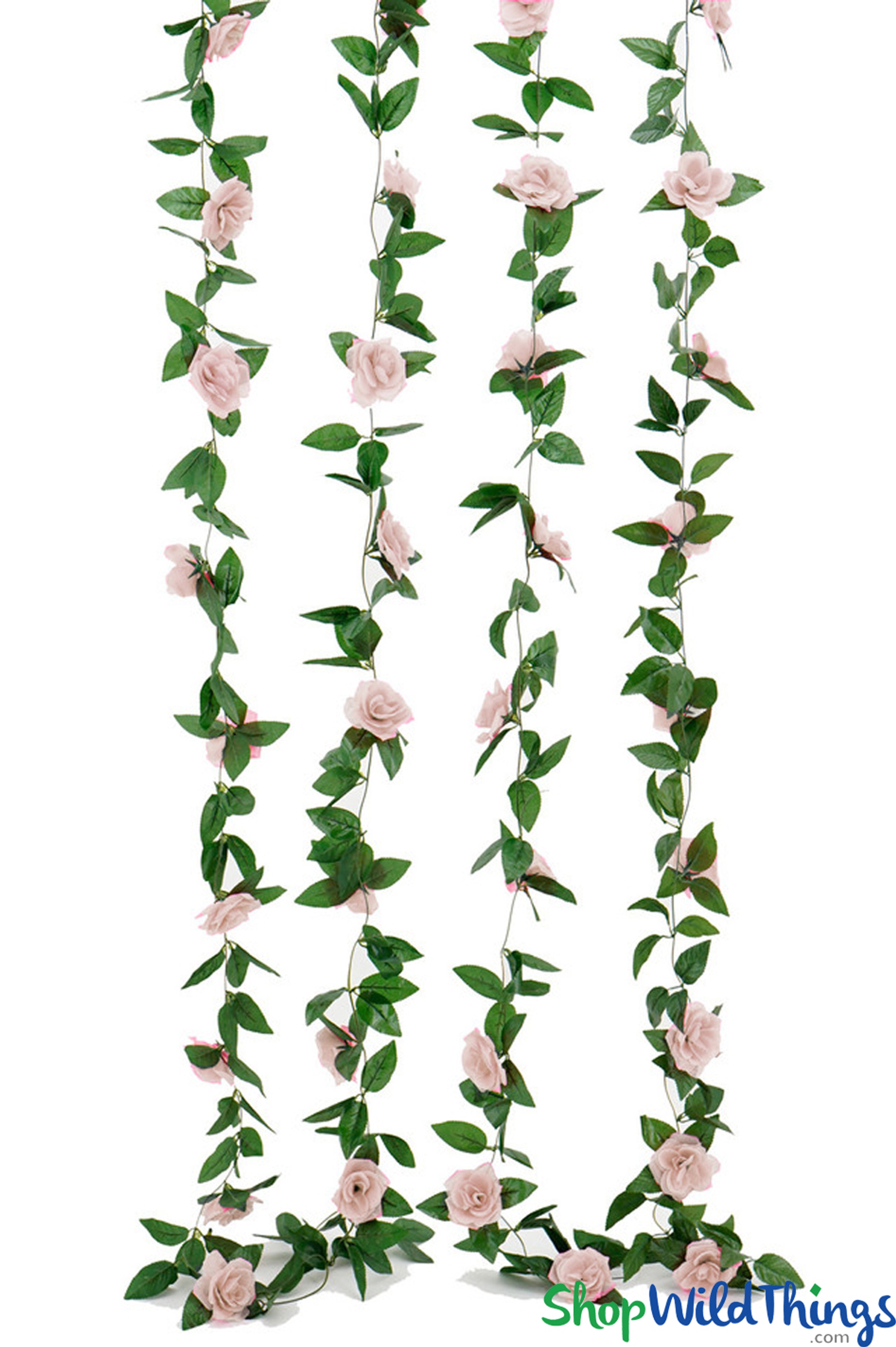 Blush Pink Silk Rose Garland, 8' - ShopWildThings.com