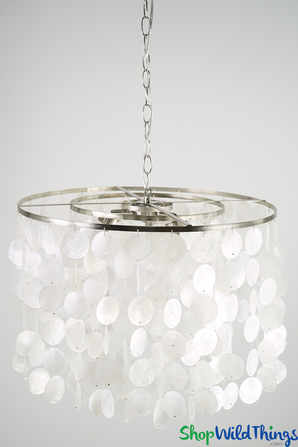 Large Hardwired Real Capiz Shell Chandelier