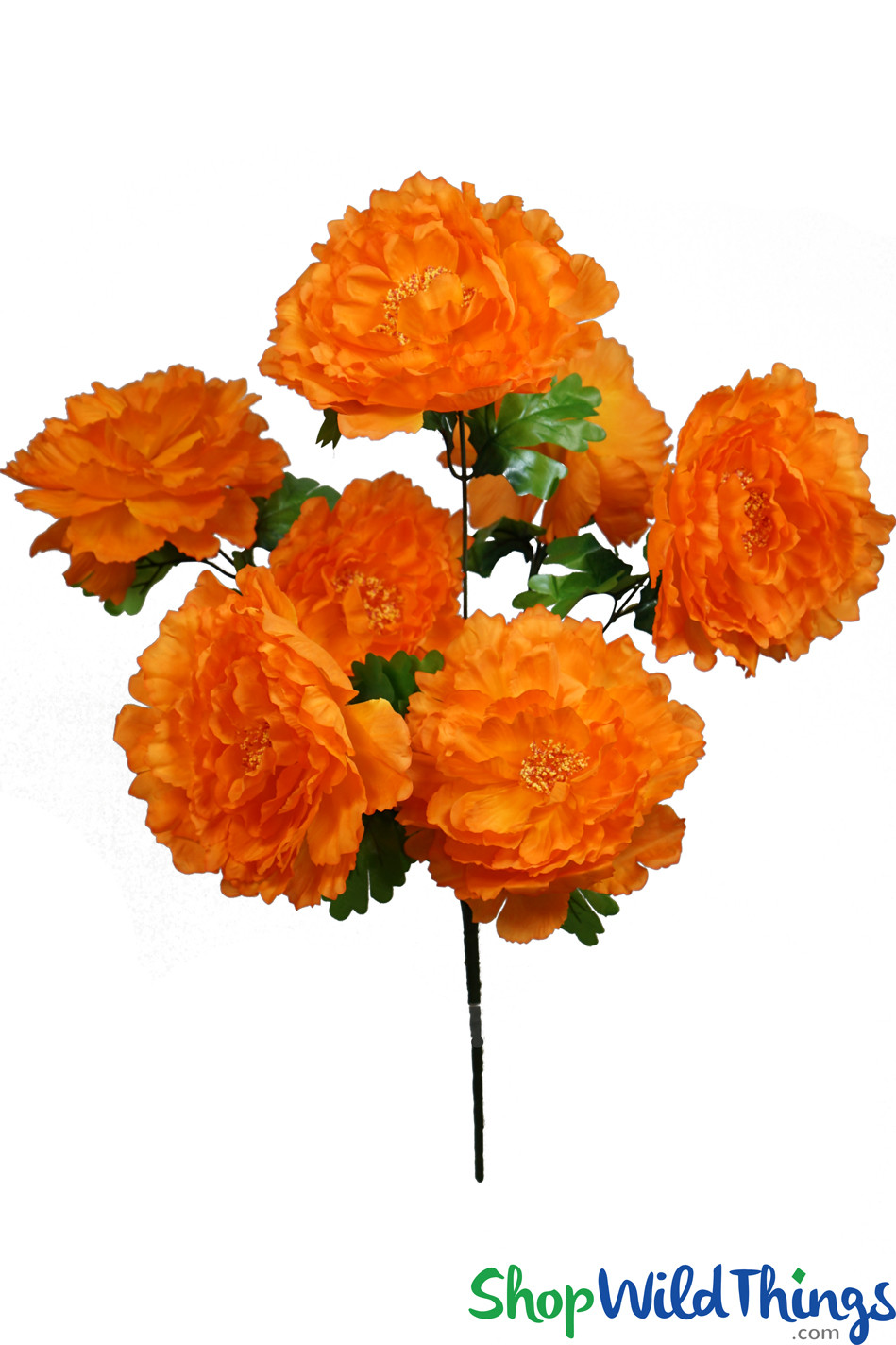 Extra Large Orange 7 Head Peony Bouquet, Spray 30" L