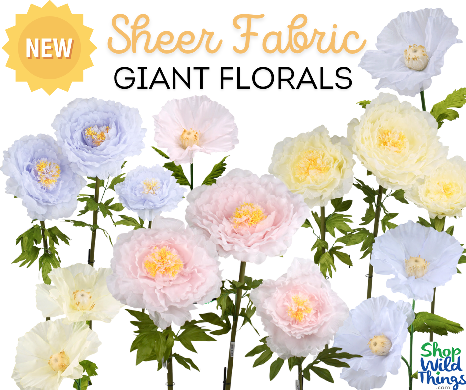 Light Purple Medium Oversized Sheer Ethereal Voile Daisy Flowers 41"H ...