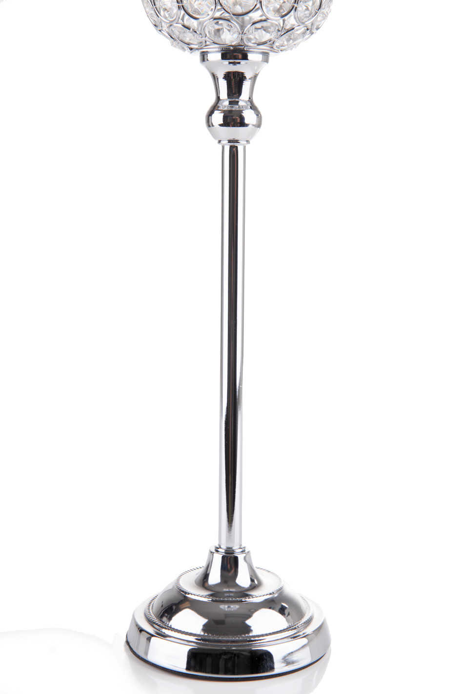 Silver and Crystal Beaded Tall Centerpiece Candle Holders