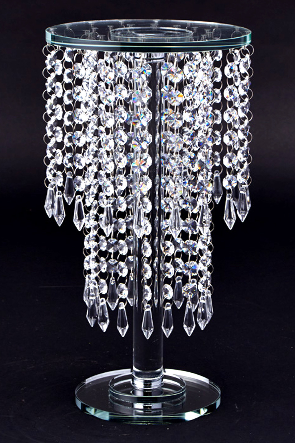 Crystal Beaded Centerpiece Riser 15" Tall with 8" Crystal Platform