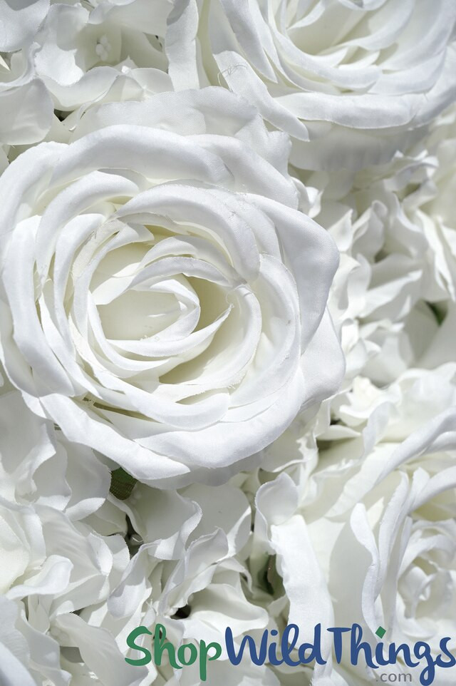 Pure White Roses Flower Wall Backdrop