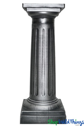 Antique Silver Grecian Column Pillar Stand for Florals and Planters ShopWildThings.com