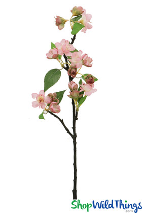 Artificial Apple Blossom Spray, Realistic Tall Pink Faux Flowering Branches | ShopWildThings.com