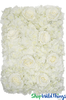 Off White Cream Roses Hydrangea Artificial Flower Backdrop Panels ShopWildThings.com