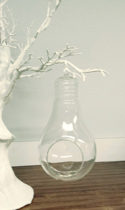 ShopWildThings 8 3/4" Tall Clear Glass Hanging Lightbulb Terrarium Vase or Candle Holder