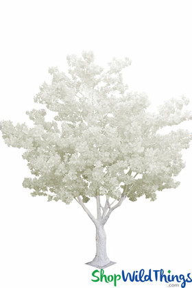 Off White Giant Artificial Floral Tree with Fluffy Flowers and White Trunk, White Branches