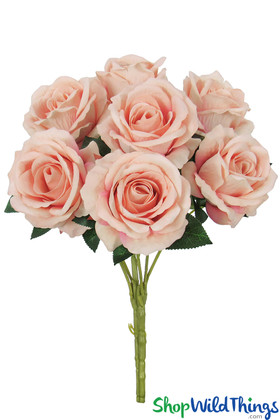 Blush Pink Velvety Artificial Silk Roses ShopWildThings.com