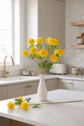 Yellow Mums Faux Artificial Silk High Quality Floral Sprays with Tall Stems ShopWildThings.com