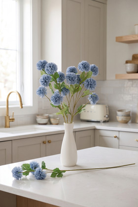 Blue Mums Artificial Floral Sprays with 3 Flower Pom Poms ShopWildThings.com