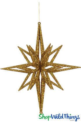 Gold Glitter Star Ornament 3-D Collapsible Event Decor ShopWildThings.com