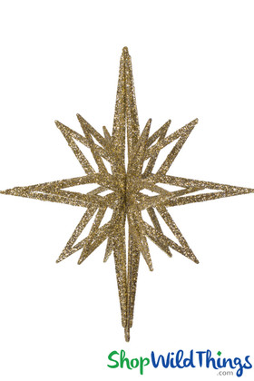 Large 3D Star Ornament Champagne Glitter Holiday Decor ShopWildThings